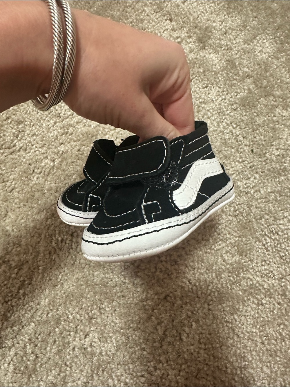 Baby Vans Black and White Velcro Sneakers - Size 1 Shoes